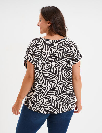 Blouse col en V manches courtes blanc femme grande taille