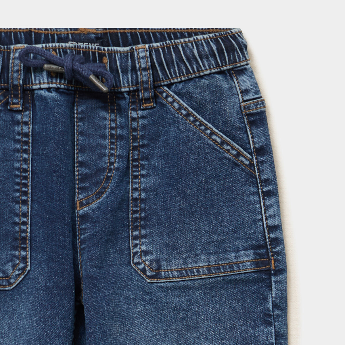 Jeans jogger droit taille &eacute;lastiqu&eacute;e denim stone gar&ccedil;on