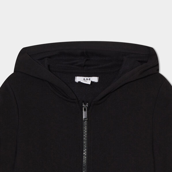 Sweat zippé à capuche et poches noir garçon