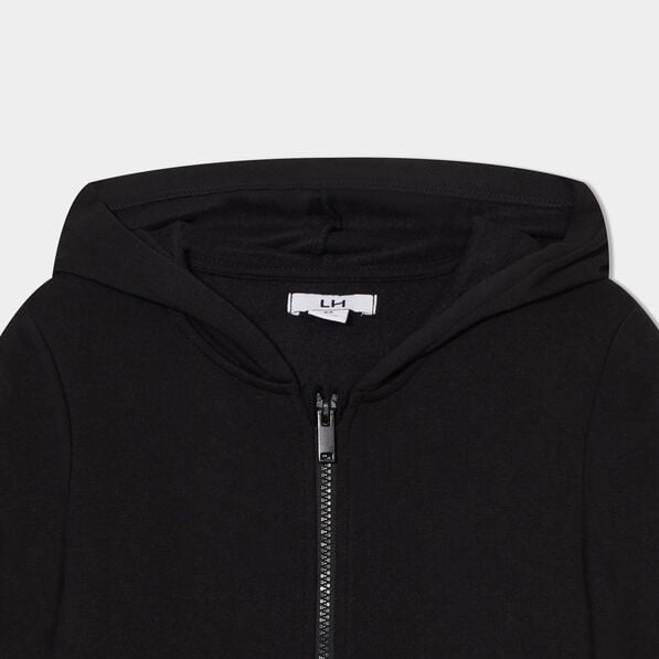 sweat zippe a capuche et poches noir garcon Sweat zippé à capuche et poches noir garçon