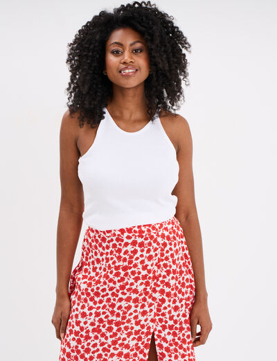 Débardeur encolure américaine coton blanc femme