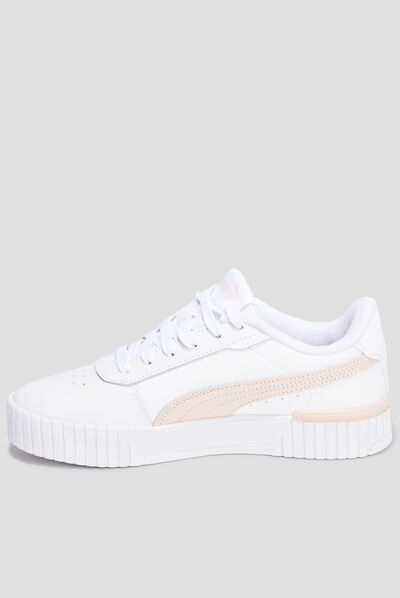 Tennis basses à lacets en cuir Puma blanc fille