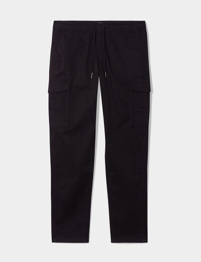 Pantalon cargo en coton noir homme