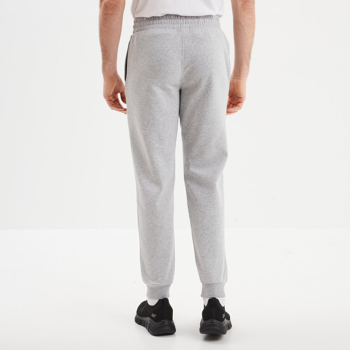 Pantalon jogging droit molleton gris homme