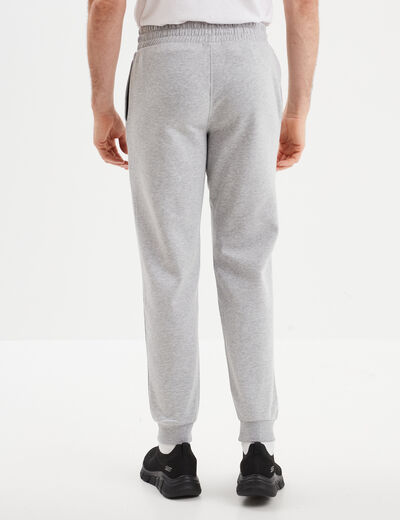 Pantalon jogging droit molleton gris homme