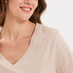 T-shirt manches courtes col en V coton beige femme