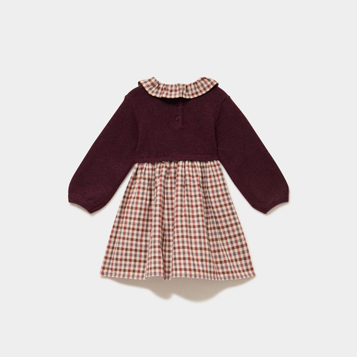 Robe effet 2-en-1 col claudine violet fonc&eacute; b&eacute;b&eacute; fille