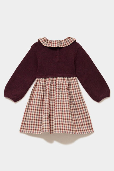 Robe effet 2-en-1 col claudine violet fonc&eacute; b&eacute;b&eacute; fille