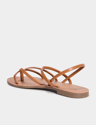 Sandales plates marron femme