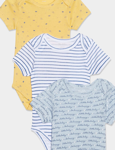 Lot 3 bodies US coton bleu ciel bébé garçon