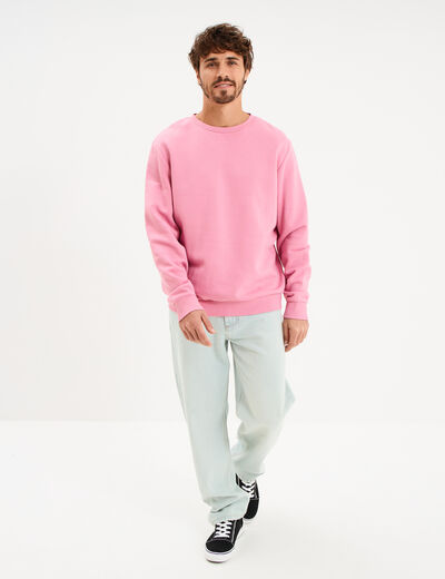 Sweat molleton col rond rose homme