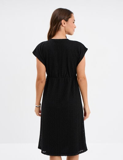 Robe dentelle manches courtes Liberto noir femme