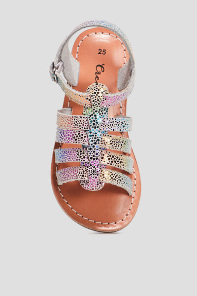 Sandales en cuir multicolore fille