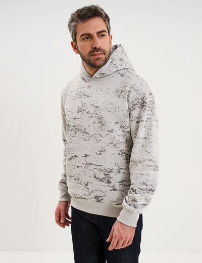 Sweat hoodie &agrave; capuche molleton gris homme