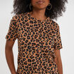 T-shirt coton col rond manches courtes camel femme