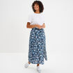 Jupe midi fendue fluide bleu marine femme