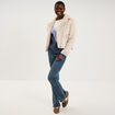 Veste col aviateur zipp&eacute;e doubl&eacute;e beige femme