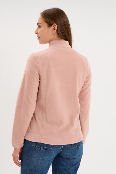 Veste polaire zipp&eacute; manches longues rose poudr&eacute;e femme