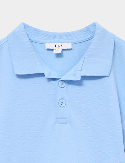 Polo manches courtes &agrave; d&eacute;tail brod&eacute; bleu gar&ccedil;on
