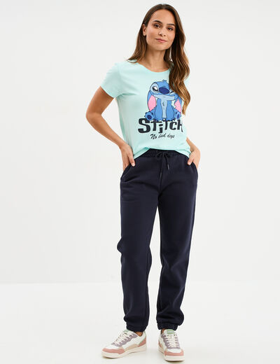 T-shirt manches courtes coton Stitch vert turquoise femme