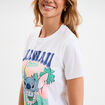 T-shirt manches courtes coton Stitch blanc femme