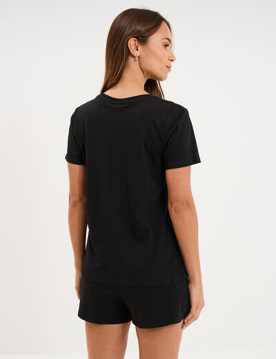 Ensemble pyjama short t-shirt coton noir femme