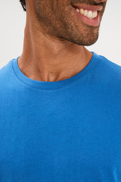 T-shirt droit en coton manches courtes bleu homme