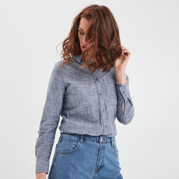 chemise manches longues lin majoritaire bleu femme Chemise manches longues lin majoritaire bleu femme