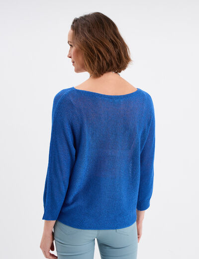 Pull manches longues bleu roi femme