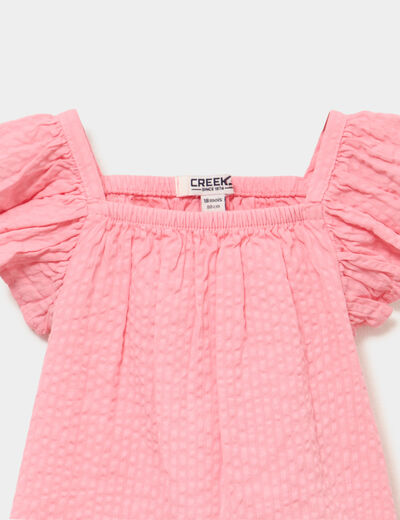 Ensemble 2 pi&egrave;ces d&eacute;bardeur short coton rose b&eacute;b&eacute; fille