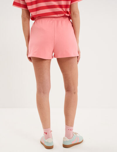 Short de jogging molletonn&eacute; ajust&eacute; rose femme