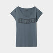 T-shirt d&eacute;lav&eacute; en coton gris femme