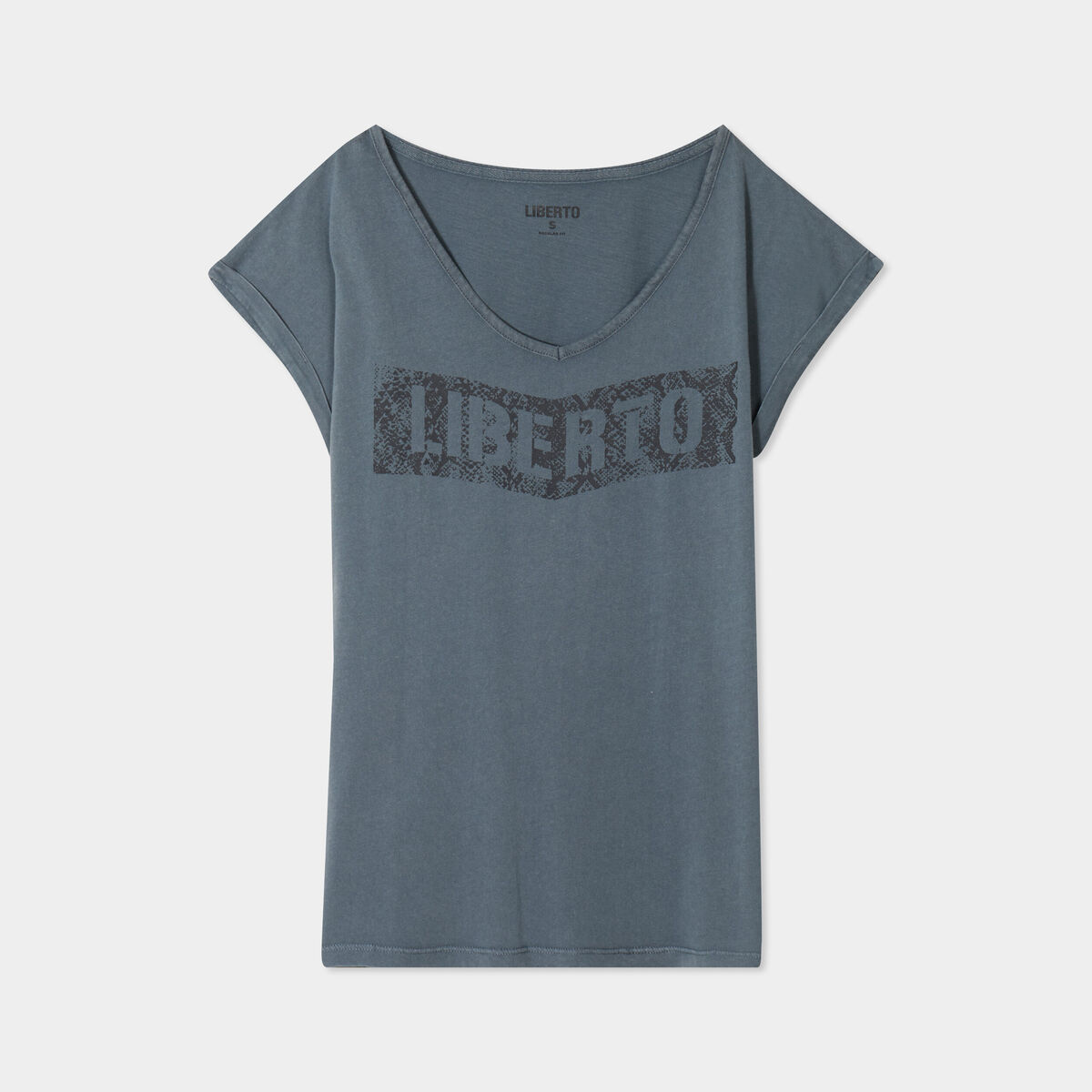 T-shirt d&eacute;lav&eacute; en coton gris femme