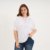 T-shirt col rond manches courtes coton blanc femme grande taille