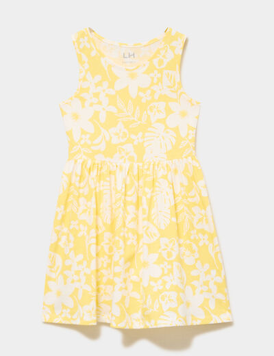 Robe patineuse sans manches coton jaune fille