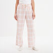 Pantalon de pyjama en coton ajusable ecru femme
