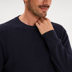 Pull en maille textur&eacute;e col rond bleu marine homme