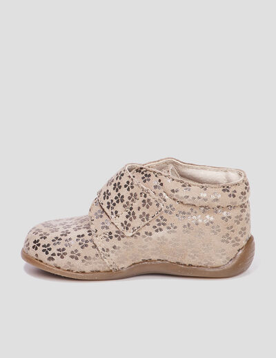 Bottillons scratchs cuir semelle souple marron bébé fille
