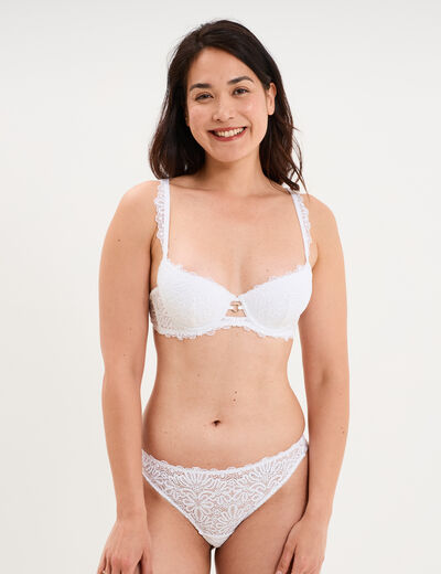 Tanga en dentelle blanc femme