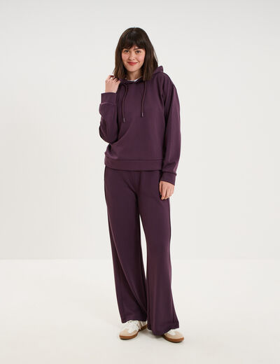 Pantalon de jogging large molletonn&eacute; violet fonc&eacute; femme