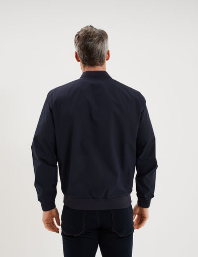 Blouson col teddy d&eacute;perlant bleu fonc&eacute; homme