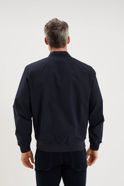 Blouson col teddy d&eacute;perlant bleu fonc&eacute; homme