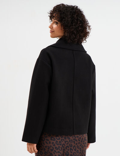 Blouson court boutonné noir femme