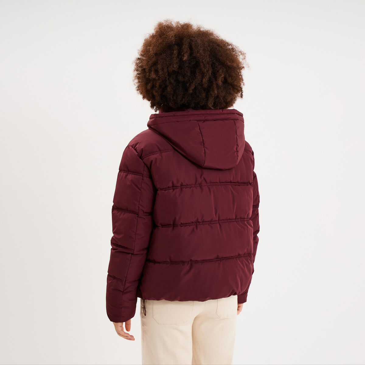 Doudoune &agrave; capuche zipp&eacute;e femme violet fonc&eacute; femme