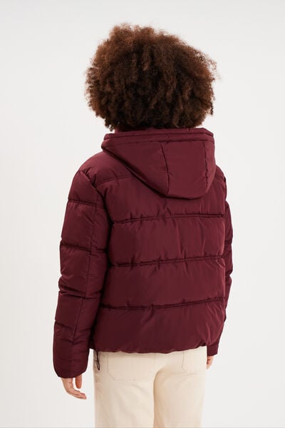 Doudoune &agrave; capuche zipp&eacute;e femme violet fonc&eacute; femme