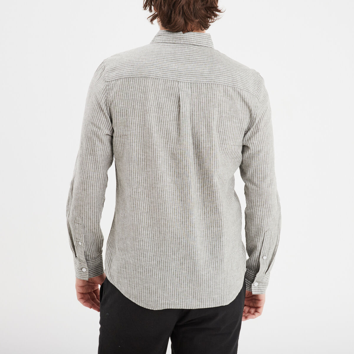Chemise manches longues 1 poche vert kaki homme