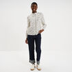 Blouse droite manches longues coton ecru femme