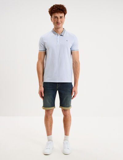 Polo slim manches courtes stretch blanc homme