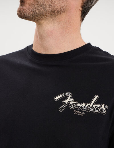 T-shirt manches courtes coton Fender noir homme