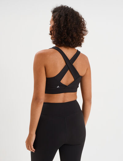 Brassi&egrave;re de sport ajust&eacute;e dos nageur noir femme